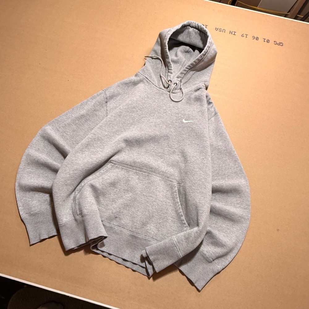 Nike Pullover Hoodie XL Gray Good Embroidered Swoosh Fleece Sweatshirt